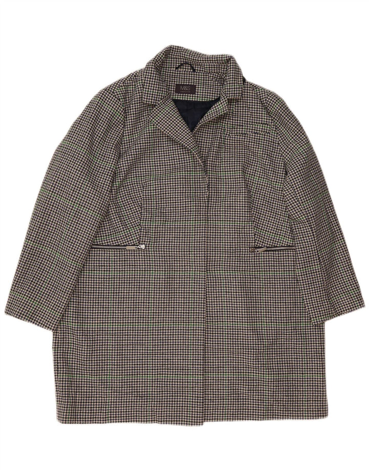 Marks & Spencer Płaszcz damski UK 22 3XL Granatowy poliester w pepitkę