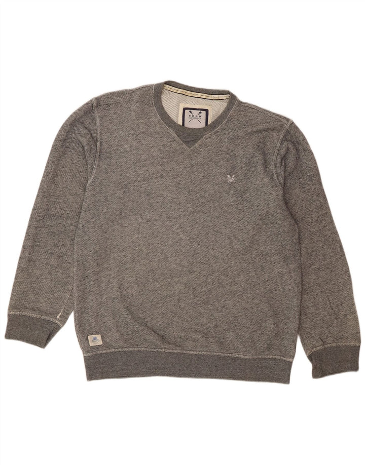 Crew Clothing Męska bluza z kapturem, średnia szara, nakrapiana bawełna