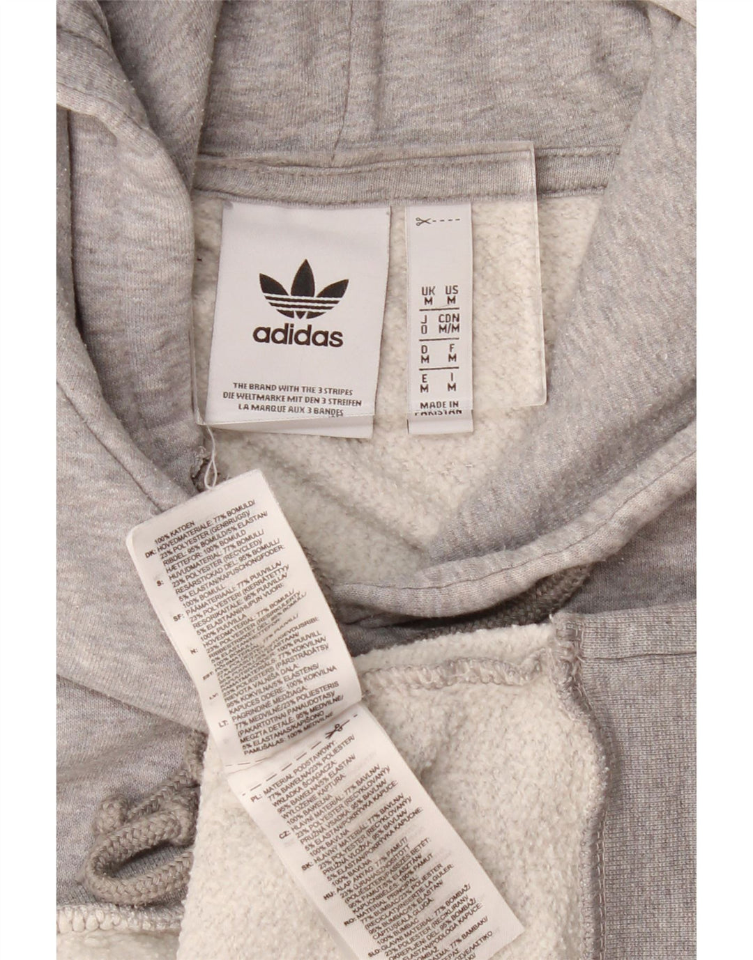 Męska bluza z kapturem Adidas, średnia, szara, bawełniana nakrapiana