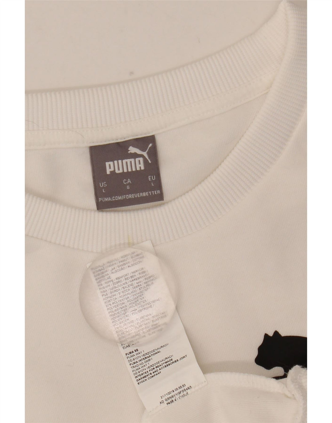 Męska bluza z grafiką Puma, duża, biała, poliestrowa