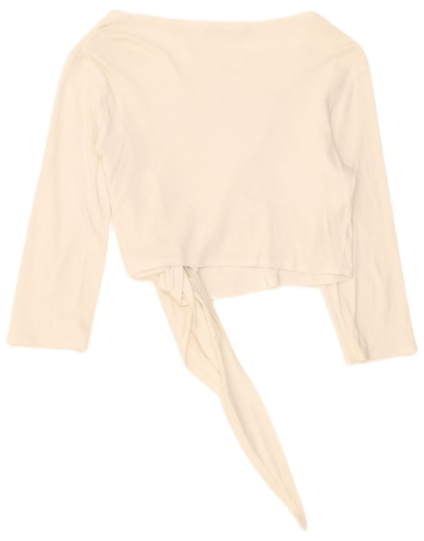 Marks & Spencer Womens Crop Wrap Cardigan Top UK 16 Large White Cotton