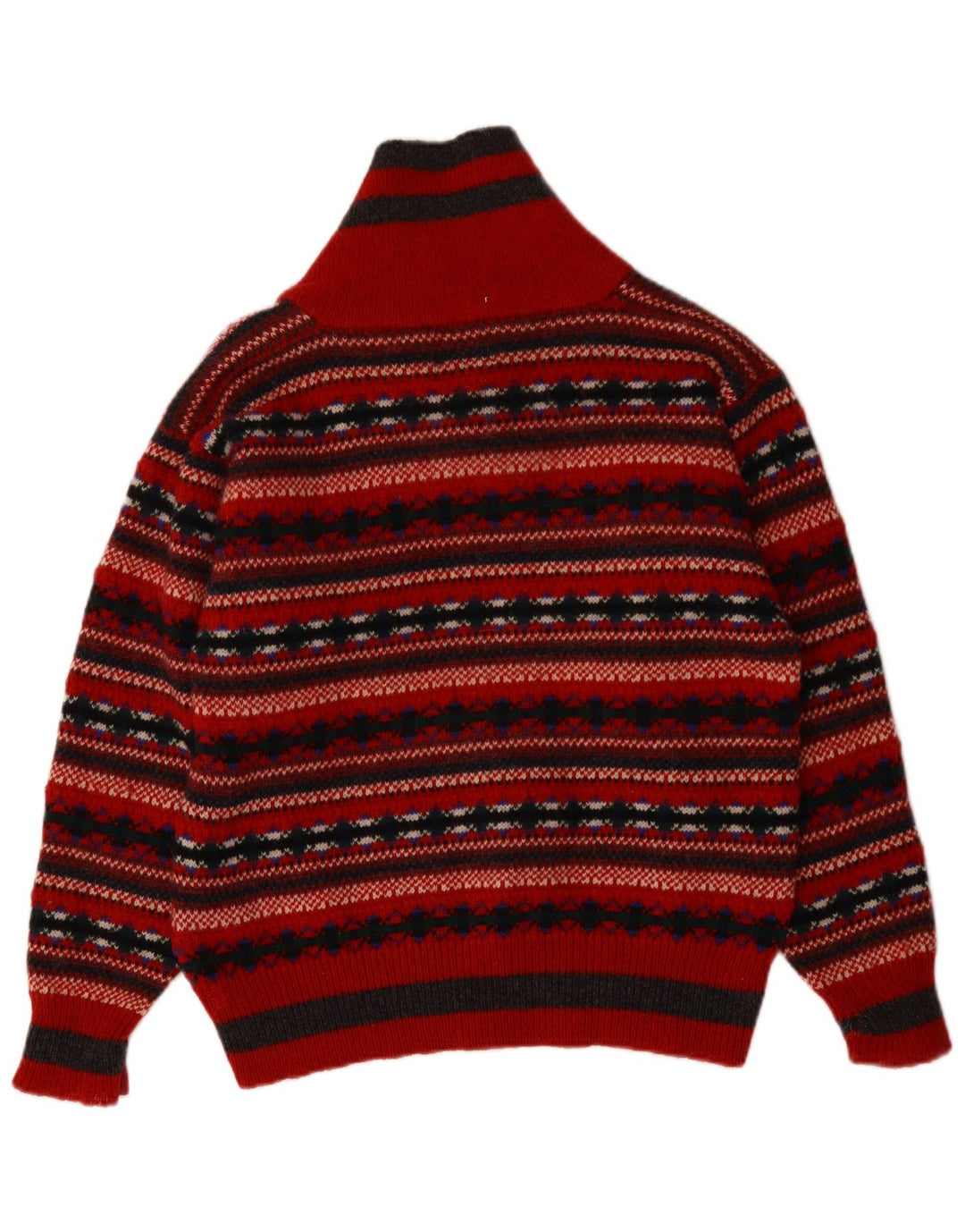 ZASADY Damski sweter z szalowym dekoltem UK 14 Medium Red Fair Isle