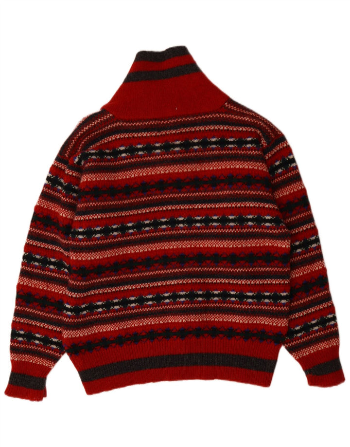 ZASADY Damski sweter z szalowym dekoltem UK 14 Medium Red Fair Isle