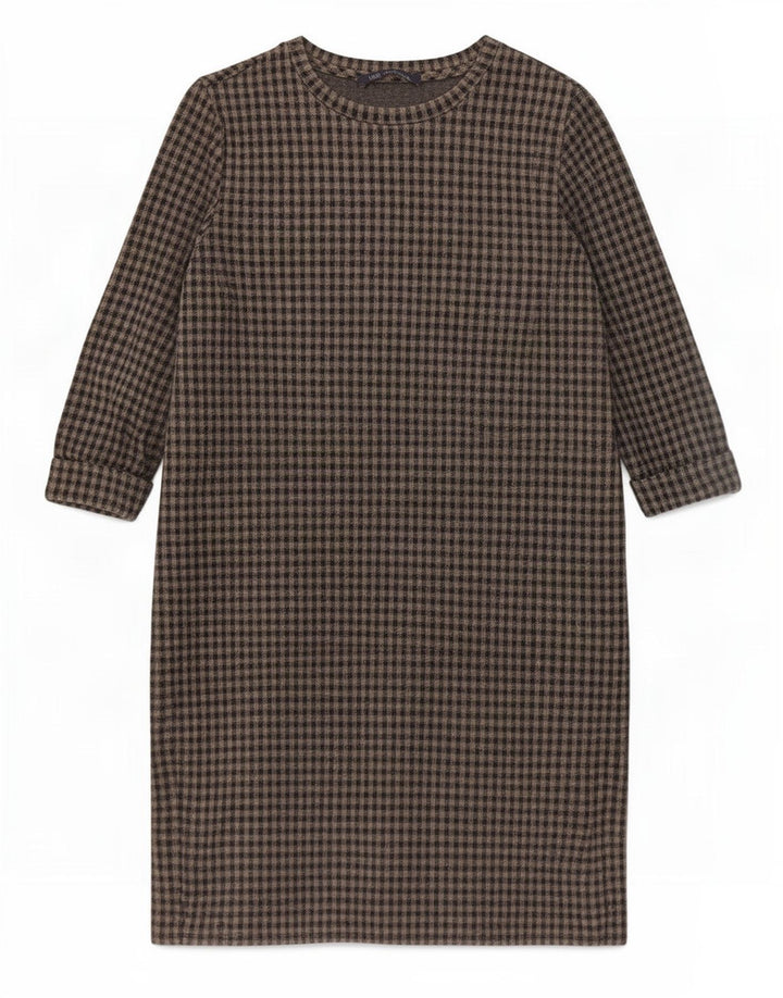 Marks & Spencer Damska sukienka typu shift z rękawem 3/4 UK 10, mała, szara kratka