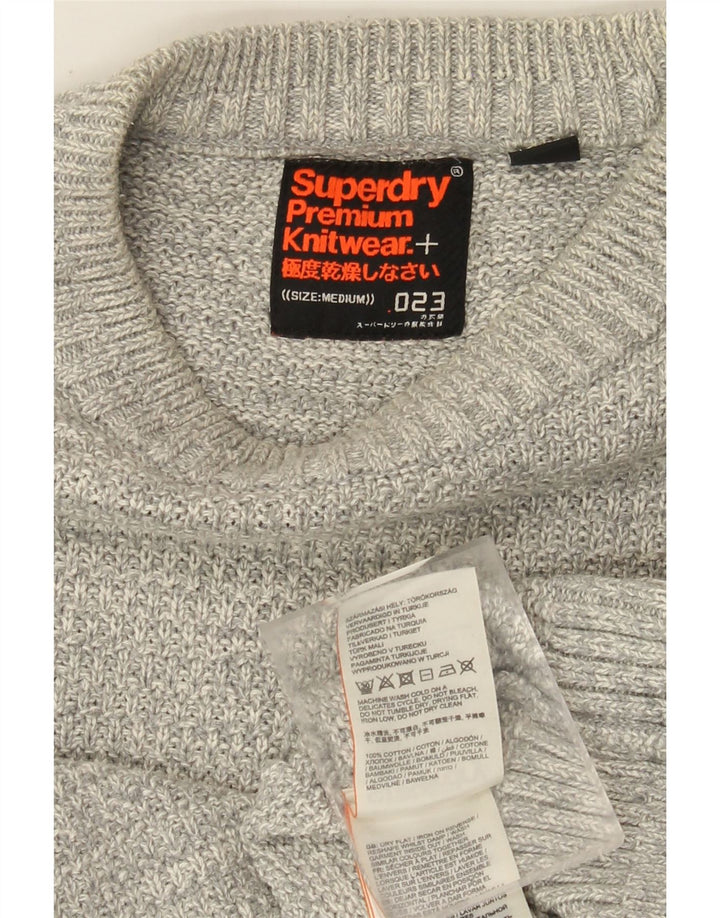 Męski sweter z okrągłym dekoltem Superdry, średnioszary, bawełniany