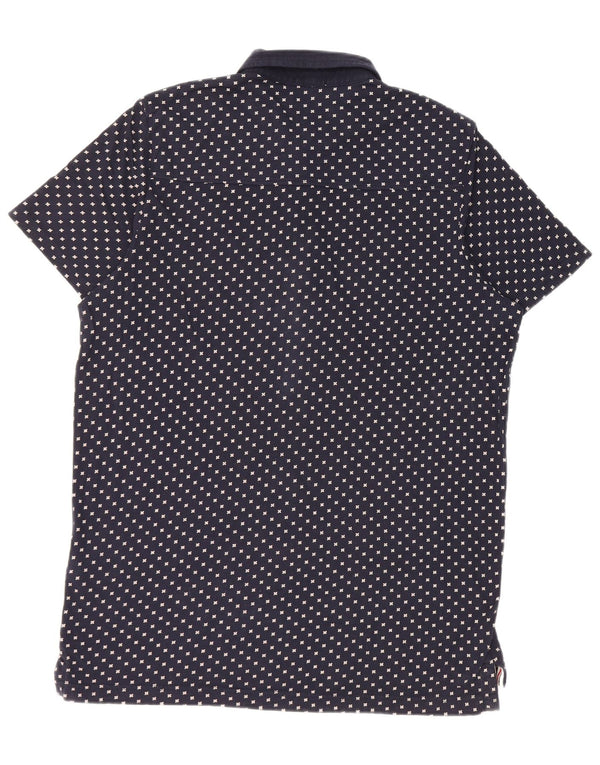 Męska koszulka polo z krótkim rękawem Tommy Hilfiger 2XL, granatowa, nakrapiana bawełna