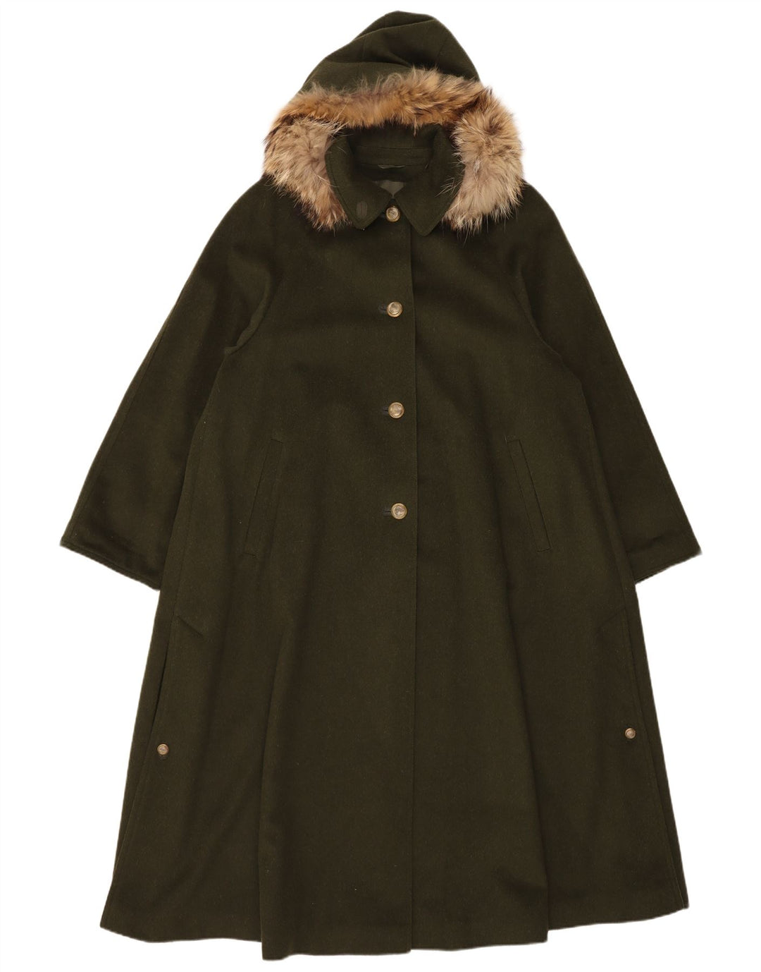 Damski płaszcz oversize z kapturem Moessmer UK 10 Small Khaki