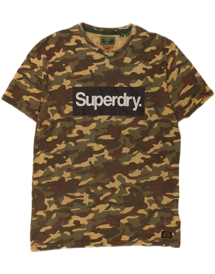 Męski T-shirt z grafiką Superdry, bawełniany kamuflaż w kolorze średniej zieleni