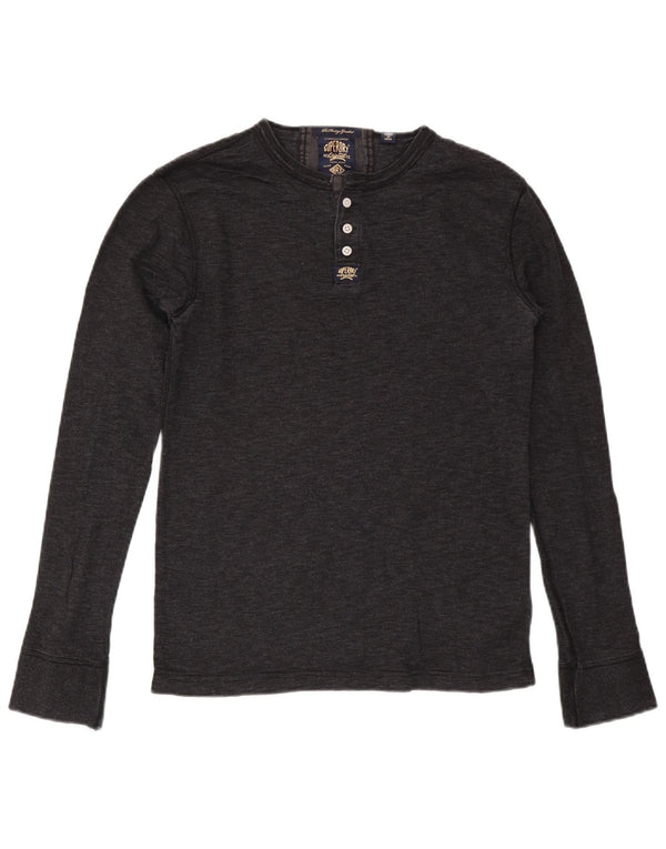 SUPERDRY Męski top z długim rękawem, średnioszary, bawełniany