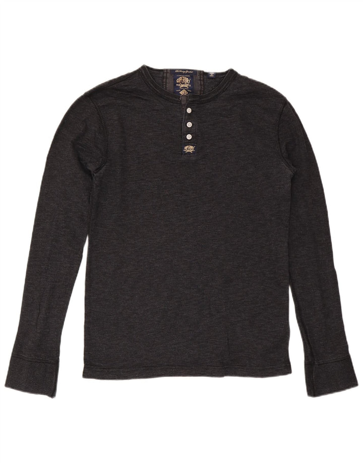 SUPERDRY Męski top z długim rękawem, średnioszary, bawełniany