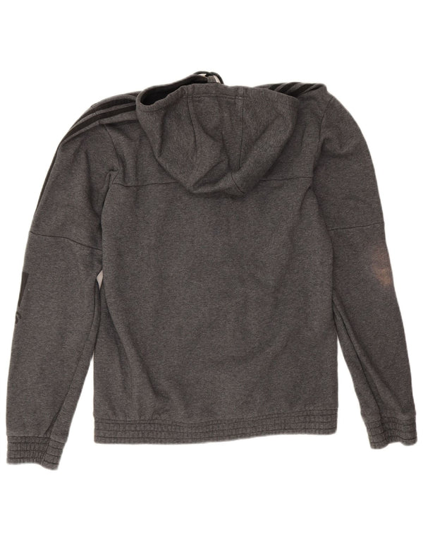 Męski sweter z kapturem Adidas z grafiką, mały, szary, nakrapiany bawełną