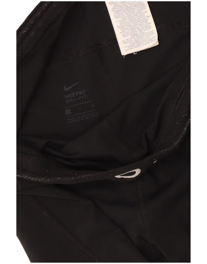 Damskie legginsy Nike Dri Fit Crop Graphic UK 14, duże, czarne, poliestrowe