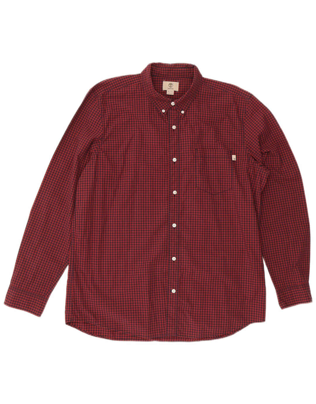 TIMBERLAND Mens Big & Tall Regular Fit Shirt XL Red Gingham Cotton