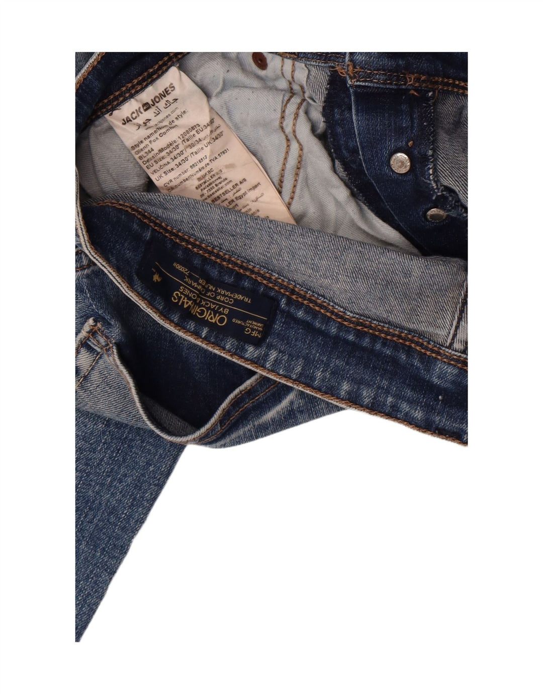 Męskie jeansy typu slim w trudnej sytuacji Jack & Jones W34 L30, niebieska bawełna