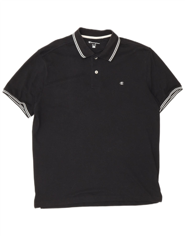 Męska koszulka polo Champion Easy Fit, duża, czarna, bawełniana