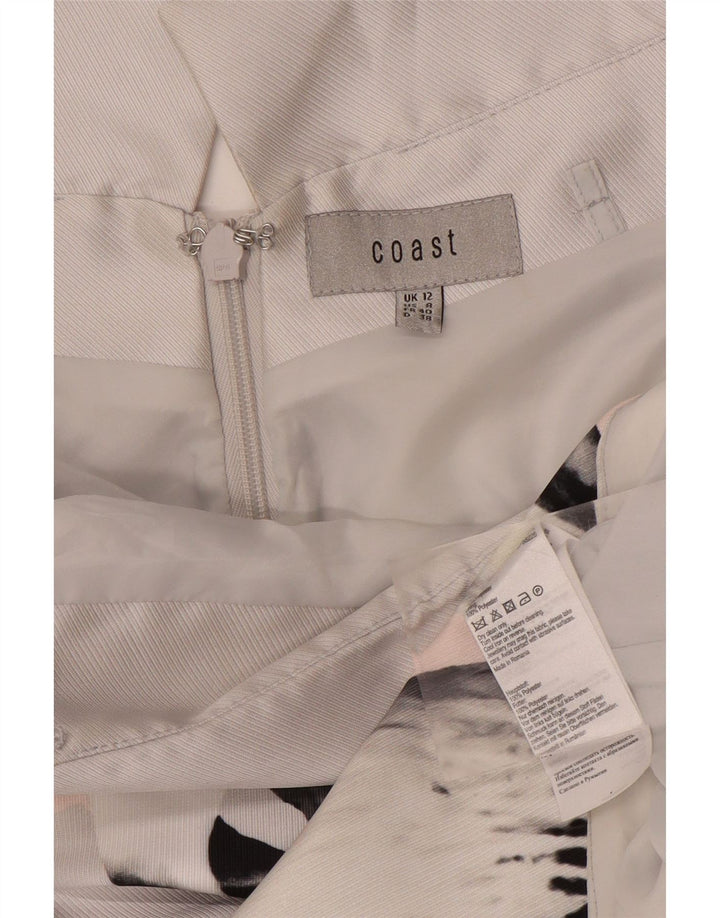 COAST Womens Off Shoulder Dress UK 12 Medium  Grey Floral Polyester