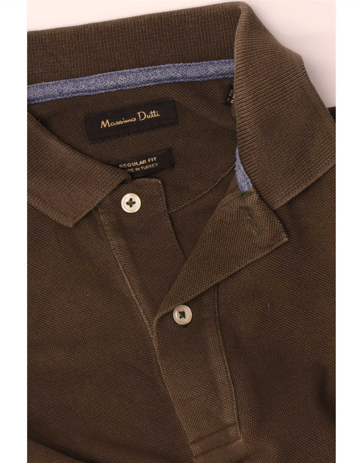 Męska koszulka polo Massimo Dutti o regularnym kroju, średnia, bawełniana khaki