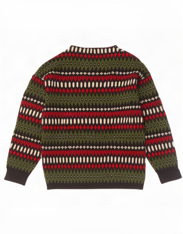 Męski sweter Geyer z dekoltem w łódkę IT 46 Small Green Fair Isle