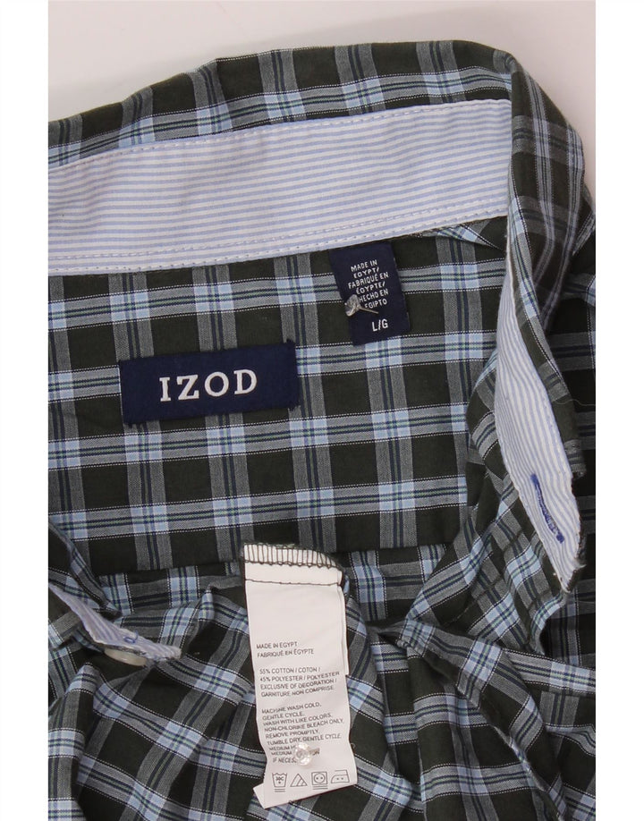 Koszula męska IZOD, duża, bawełniana w kratkę, khaki