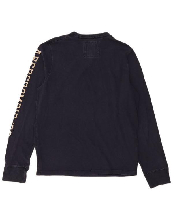 Męski top z grafiką Abercrombie & Fitch z długim rękawem, XL, granatowy, bawełniany
