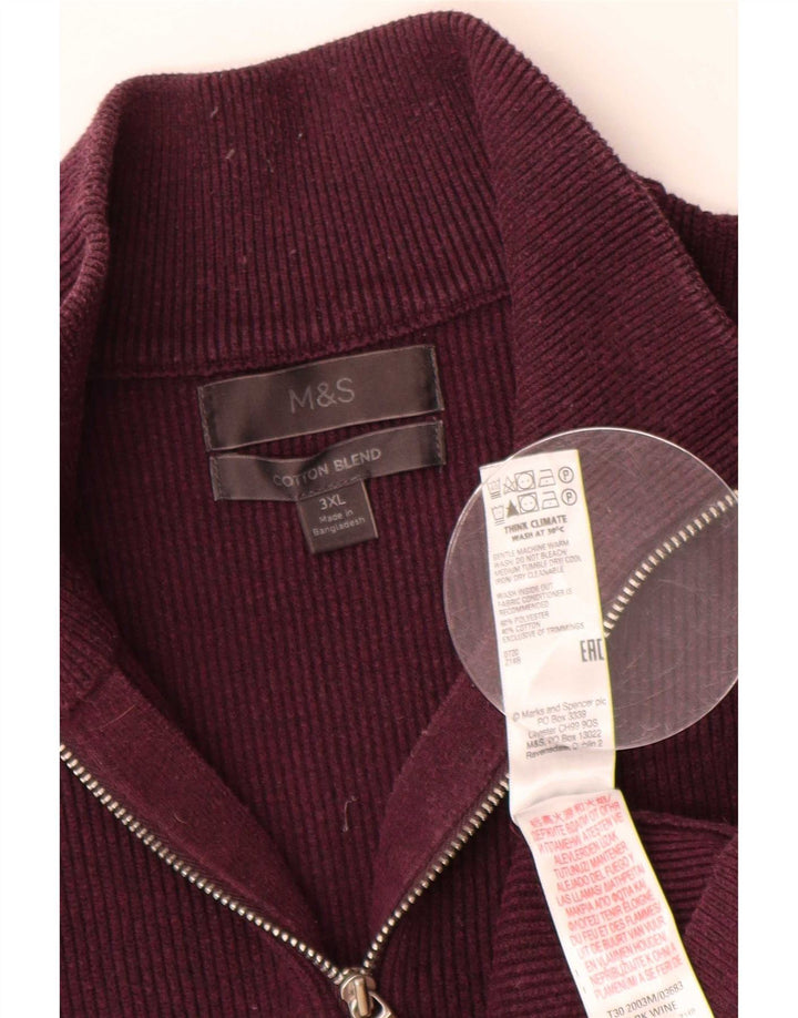 Marks & Spencer Męski sweter zapinany na zamek, 3XL, bordowy poliester