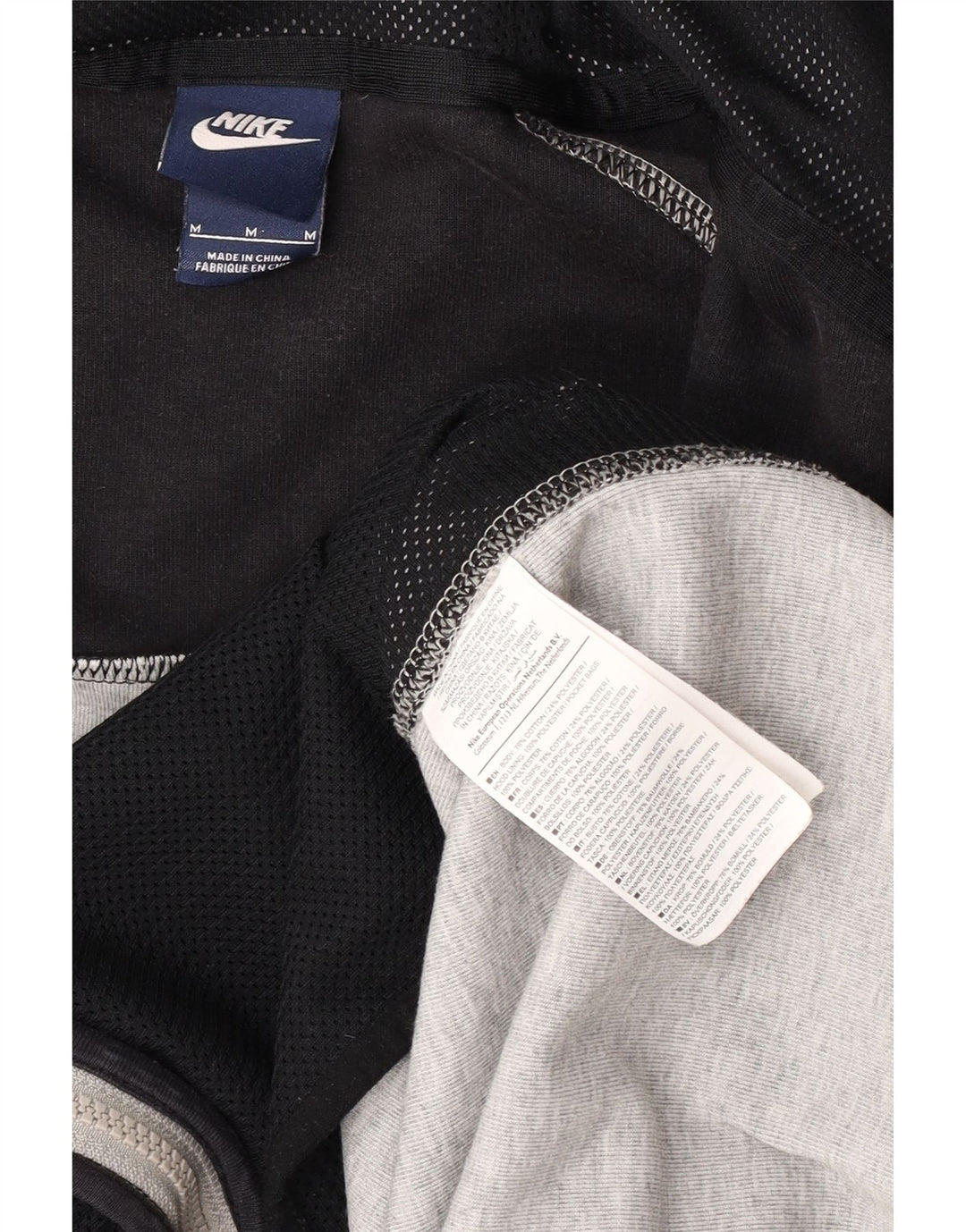 Męski sweter z kapturem i zamkiem Nike, bawełniany, średnioszary, z blokami kolorów