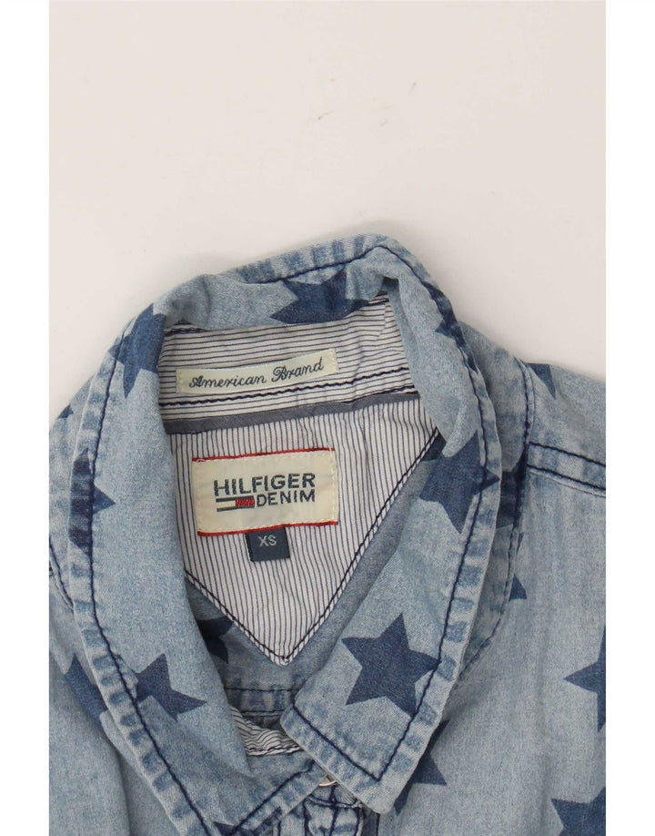 Damska koszula dżinsowa Tommy Hilfiger z abstrakcyjnym wzorem UK 6 XS niebieska