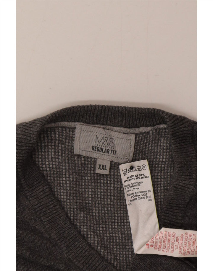 Marks & Spencer Męski podkoszulek z kamizelką o regularnym kroju, 2XL, szary, bawełniany