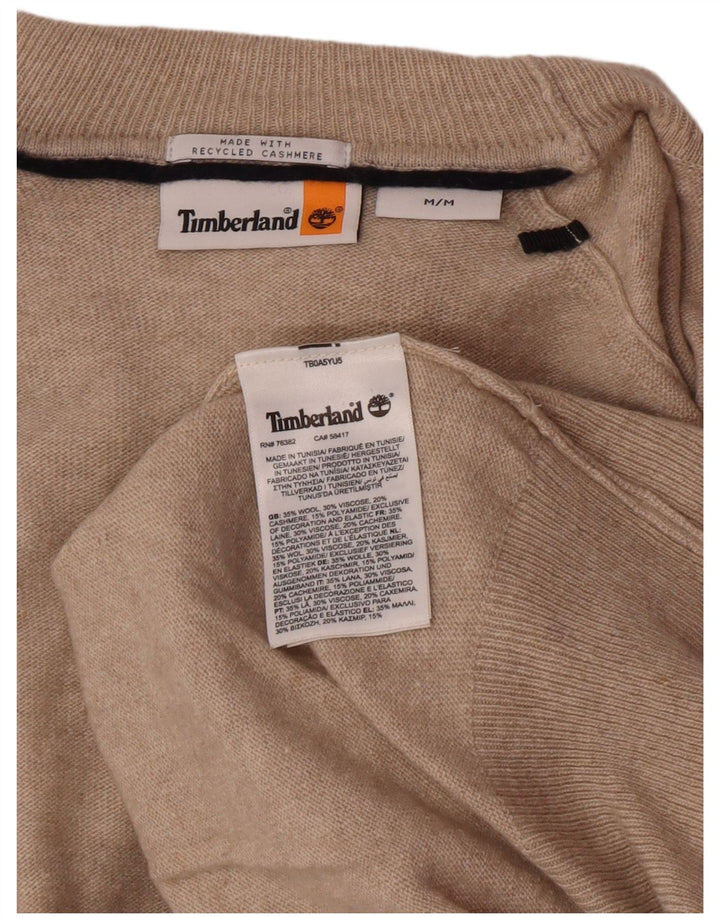 Męski sweter Timberland z wywijanym dekoltem, średnia beżowa wełna