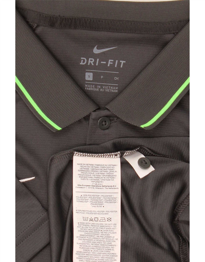Męska koszulka polo Nike Dri Fit, mała, szara, z blokami kolorów, poliester