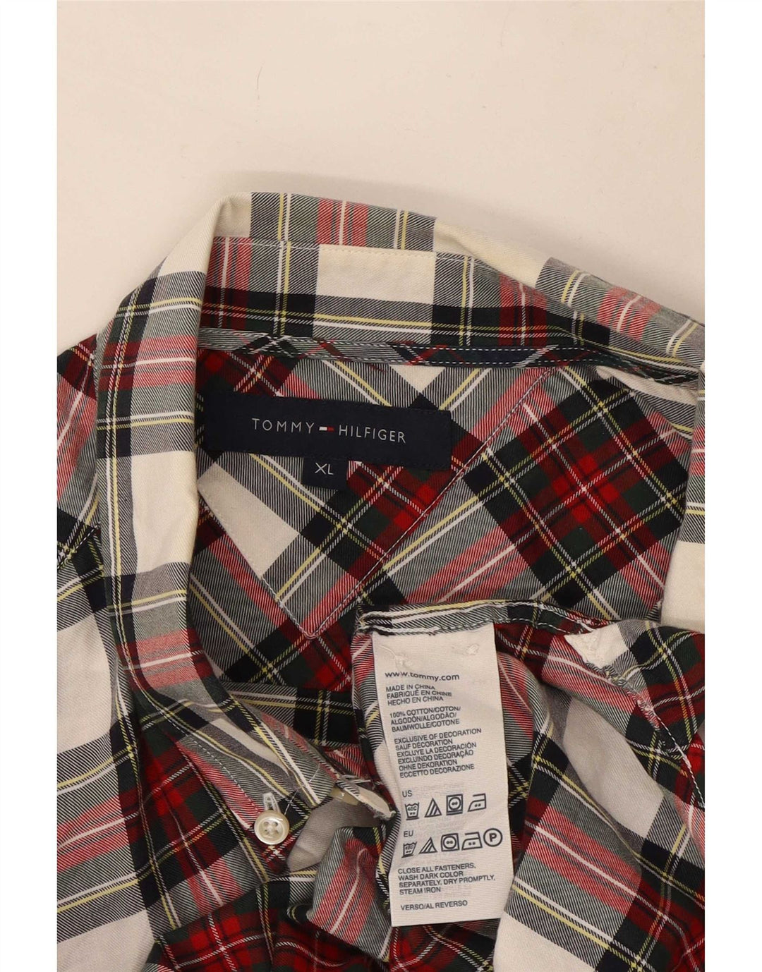 Męska koszula flanelowa Tommy Hilfiger XL w czerwoną kratę, bawełniana