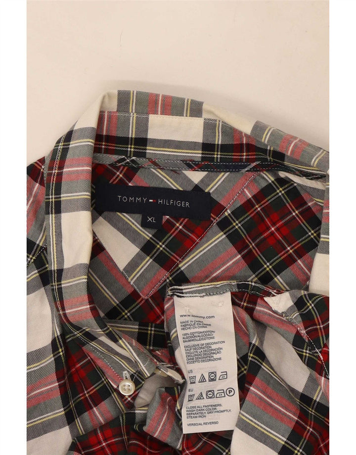Męska koszula flanelowa Tommy Hilfiger XL w czerwoną kratę, bawełniana
