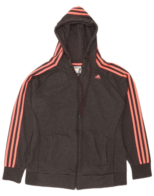 Damska bluza z kapturem Adidas Climalite Zip UK 16/18 Duży szary poliester