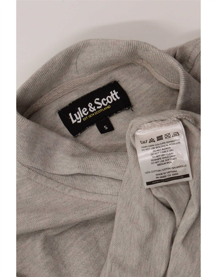 Męska koszulka polo Lyle & Scott, mała, szara, bawełniana w plamki