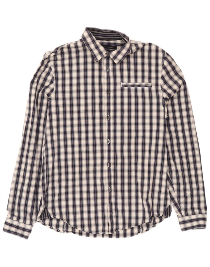 Męska koszula graficzna Calvin Klein Jeans w dużą szarą kratę, bawełniana