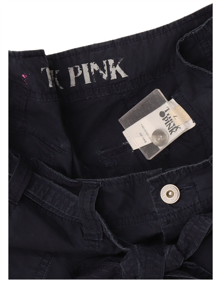 Think Różowe damskie spodnie Capri Straight Cargo, duże W32 L22 Granatowe