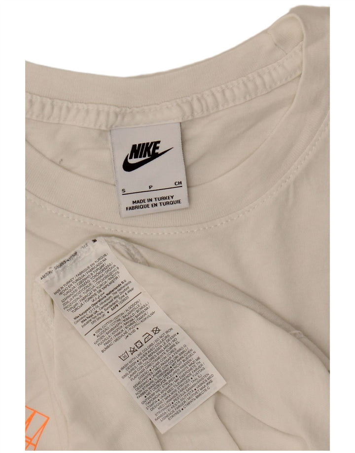 Męski T-shirt z grafiką Nike, mały, biały, bawełniany