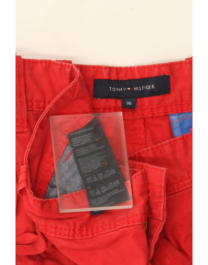 Męskie spodenki cargo TOMMY HILFIGER W36, duże, czerwone, bawełniane