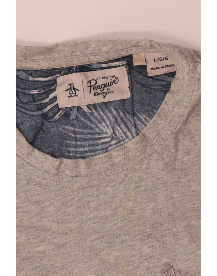 T-shirt męski Penguin, duży, szary, bawełniany