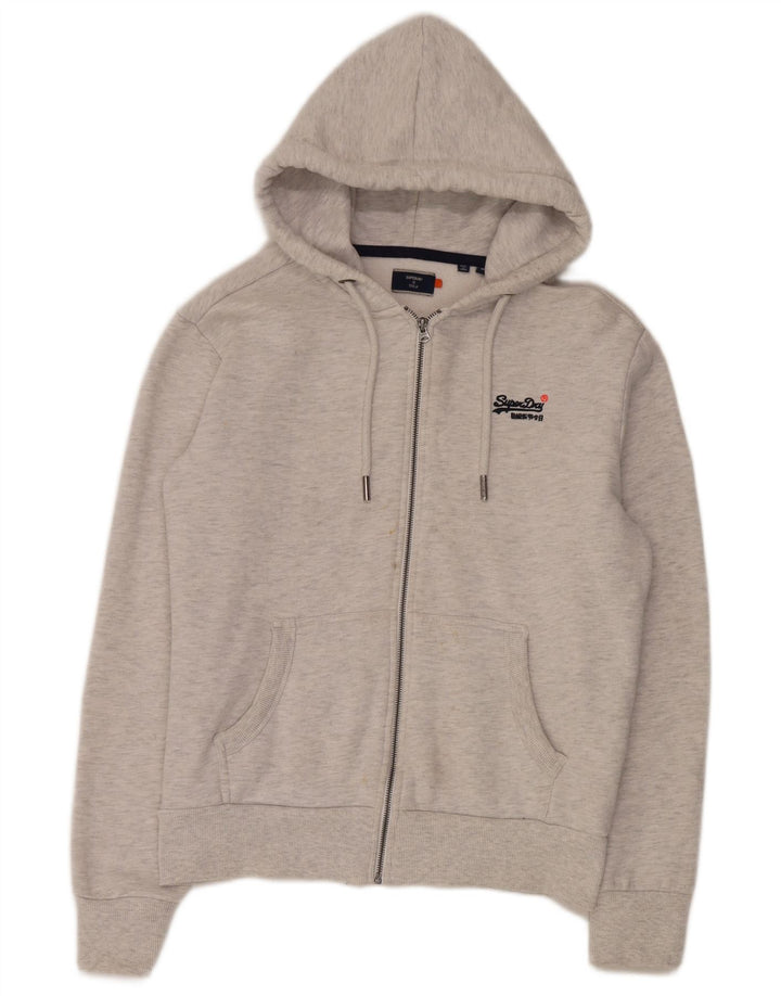 Męski sweter z kapturem i zamkiem Superdry, średnioszary, bawełniany