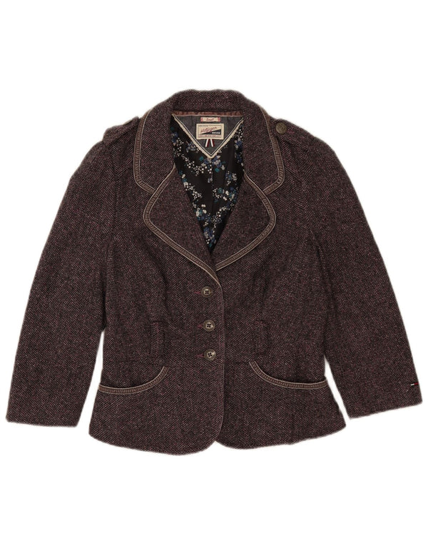 Damska marynarka wojskowa Tommy Hilfiger z rękawem 3/4, UK 10, mała fioletowa