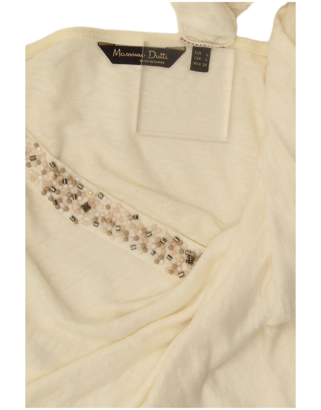 T-shirt damski Massimo Dutti Top UK 14, duży w kolorze złamanej bieli