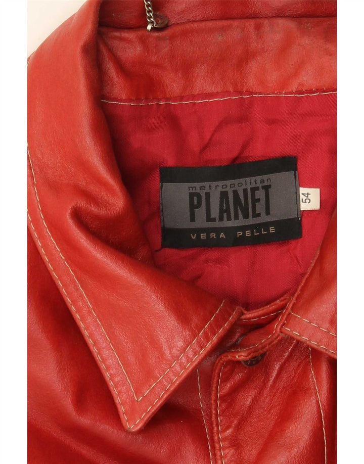 Męska kurtka skórzana Planet IT 54 2XL czerwona