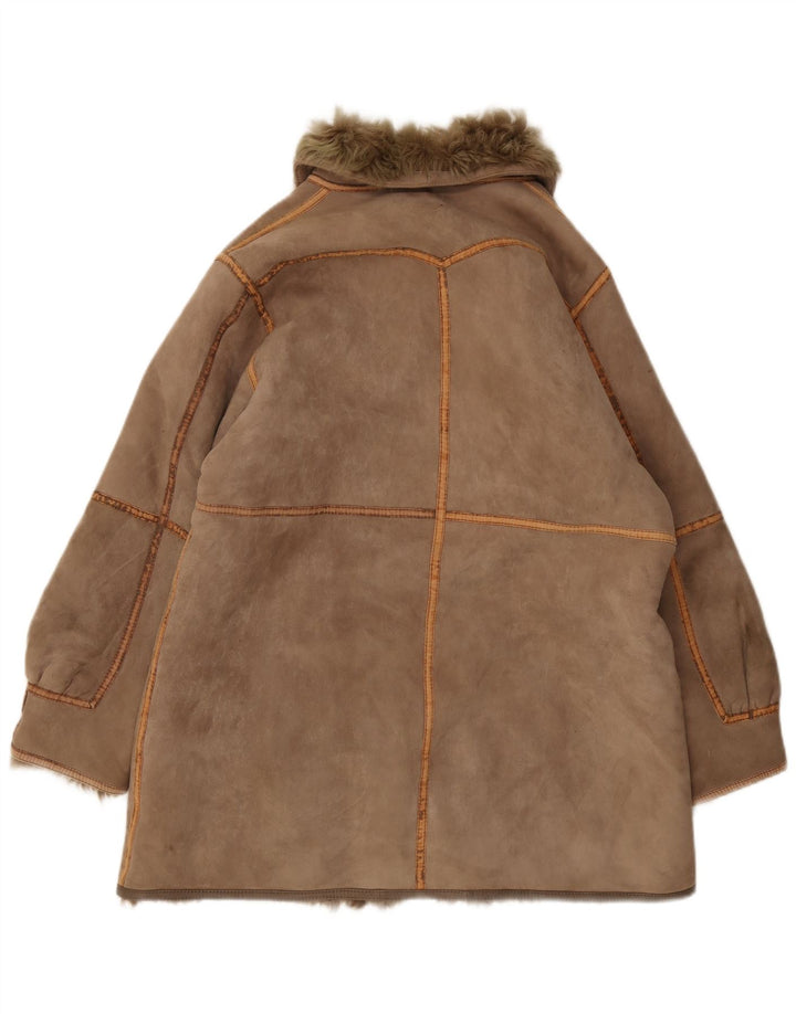 Płaszcz damski VINTAGE Shearling UK 16, duży brązowy