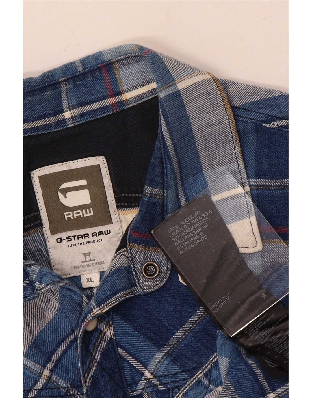 Męska koszula flanelowa G-Star XL w niebieską kratę, bawełniana