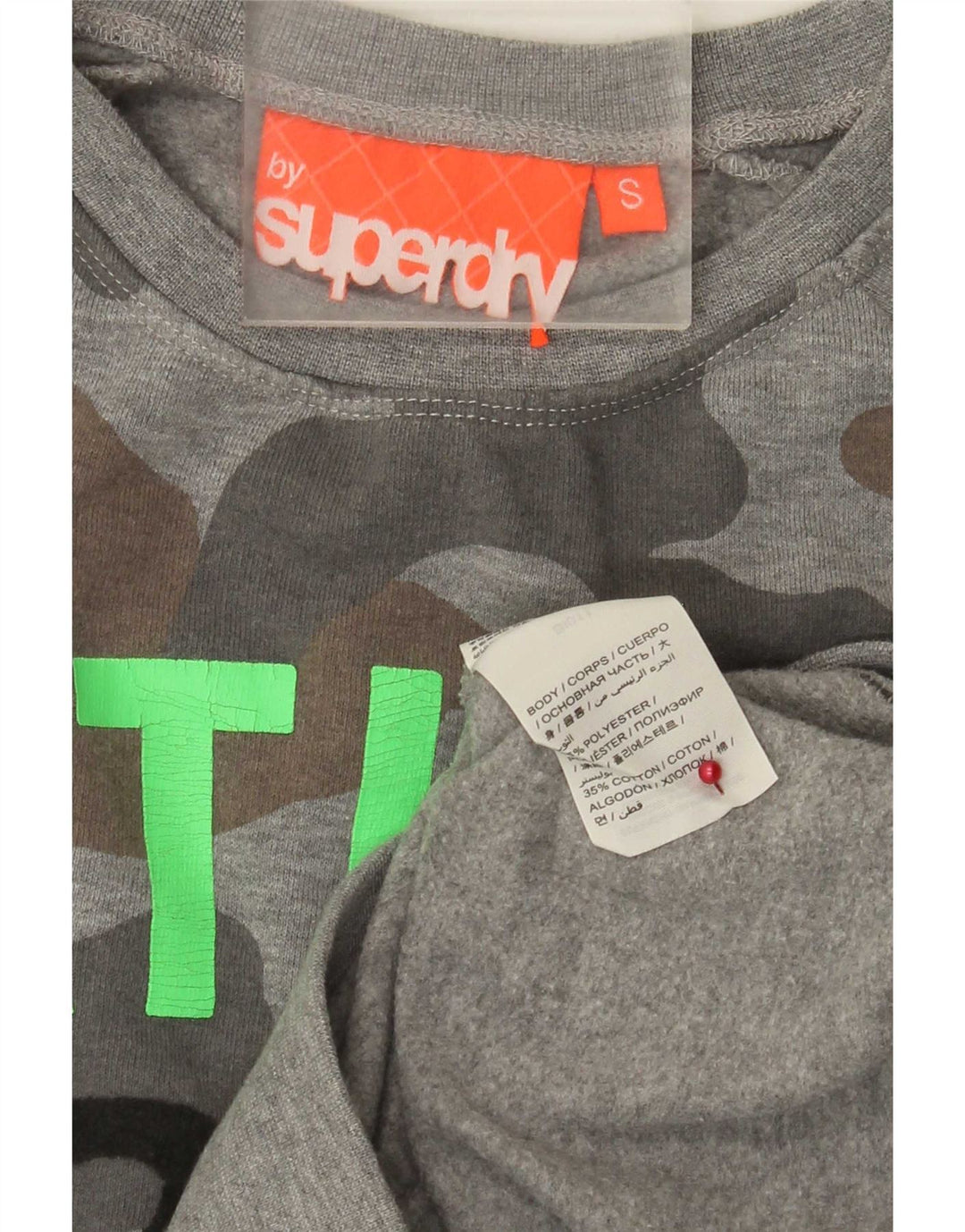 Męski sweter Superdry z grafiką o regularnym kroju, mały, szary kamuflaż