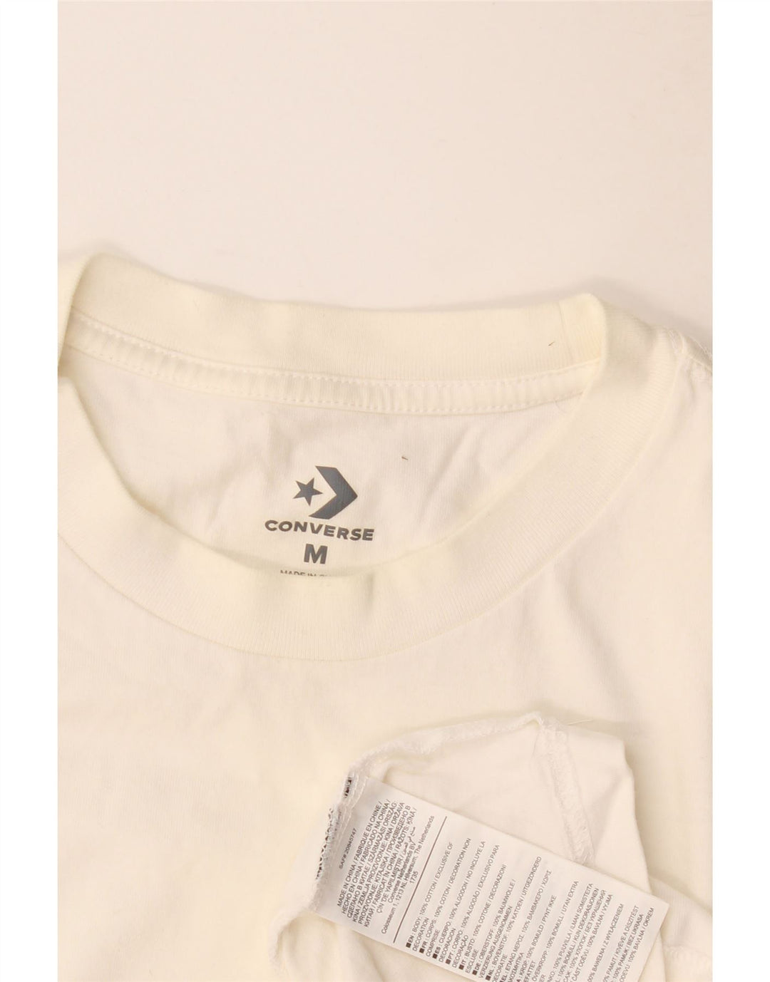 Converse Męski graficzny top z długim rękawem, średniej wielkości, biały, bawełniany
