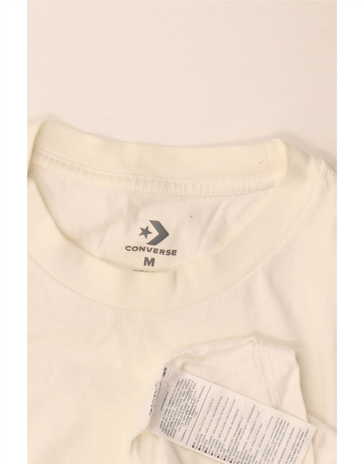 Converse Męski graficzny top z długim rękawem, średniej wielkości, biały, bawełniany