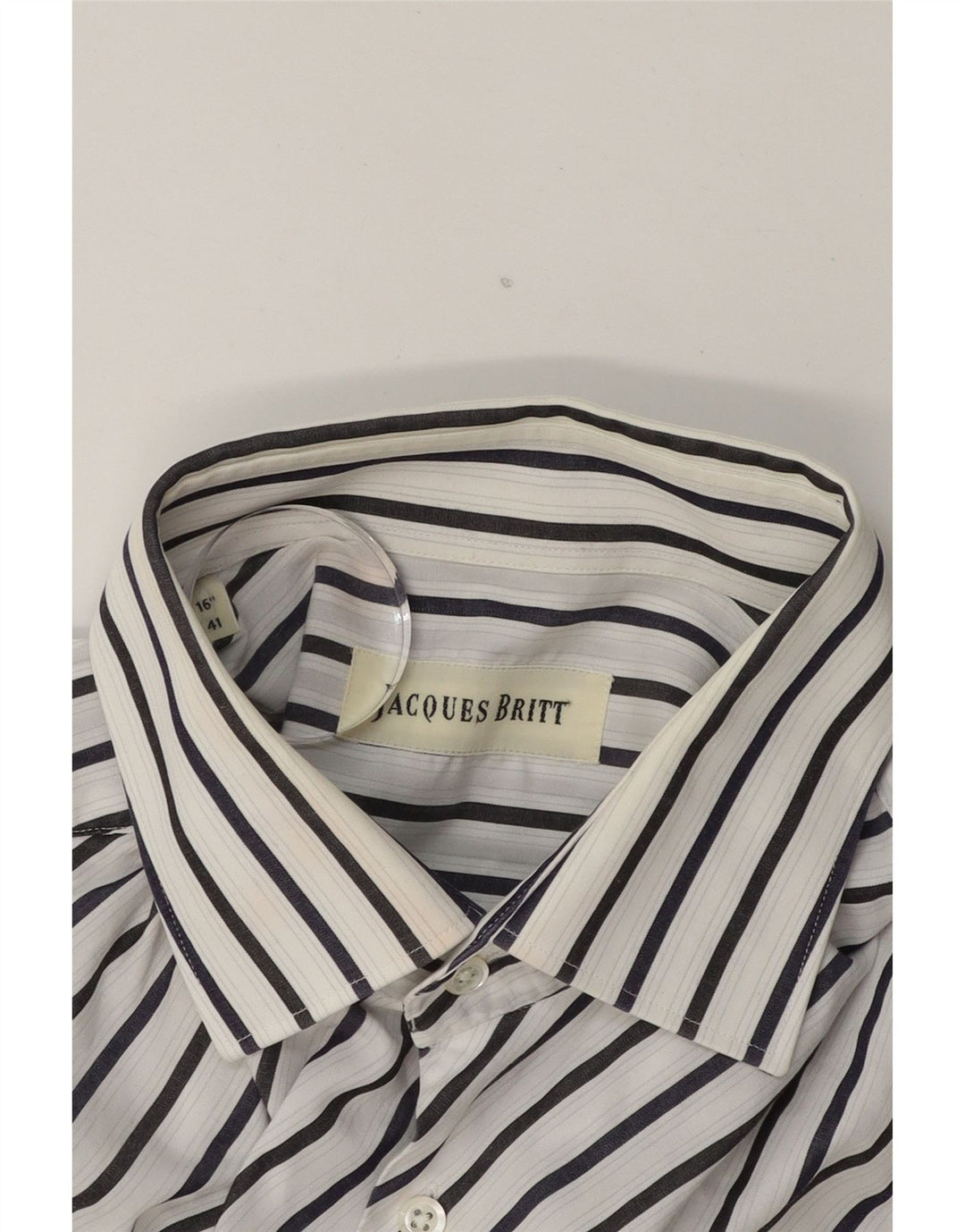 JACQUE BRITT Mens Shirt Size 41 16 Large White Striped Vintage Jacque Britt and Second-Hand Jacque Britt from Messina Hembry 