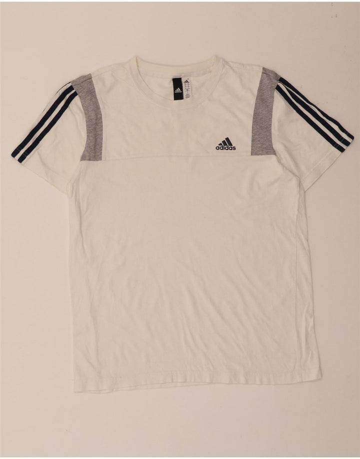Adidas Męski T-shirt Top Średniej Białej Bawełny z Blokami Kolorów